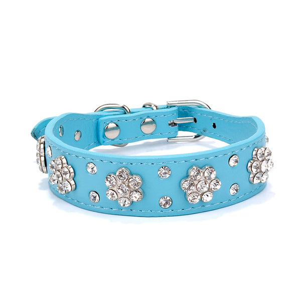 Plum Diamond PU Dog Collar