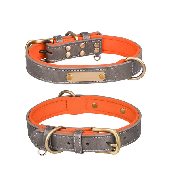 Anti-lost Engraved PU Dog Collar