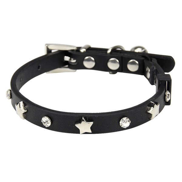 Star Rhinestone Pet PU Training Collar