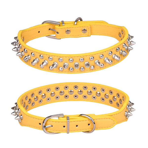 Anti Bite Punk Rivet Prong PU Dog Collar