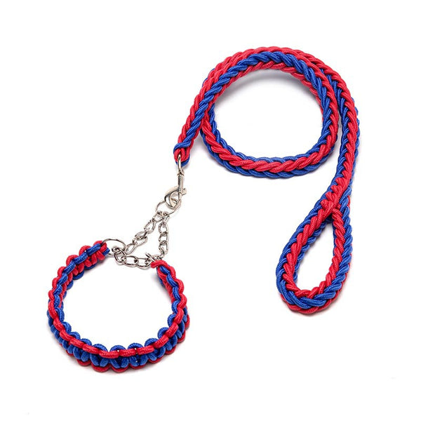 Two-tone Nylon Anti-Gnawing Woven Dog Leash