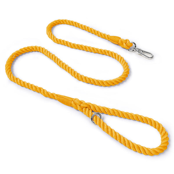 Handmade Braided Cotton Soft Handle Dog Leash (Silver)