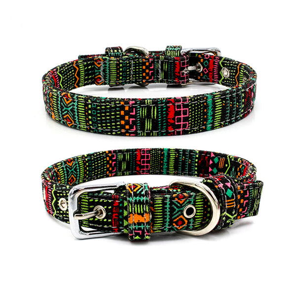 Bohemian Adjustable Metal Buckle Dog Collar