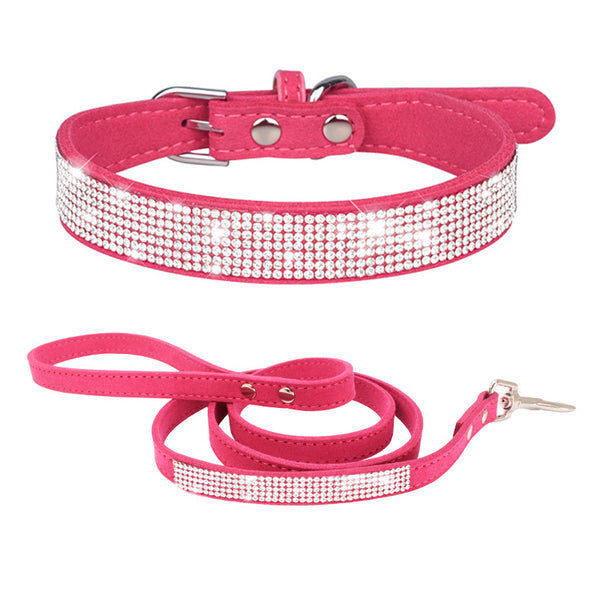 Microfiber Rhinestone Diamond Pet Dog Collar