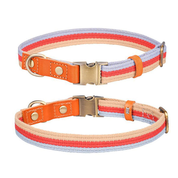 Genuine Leather Polyester Spliced  Dog Collar