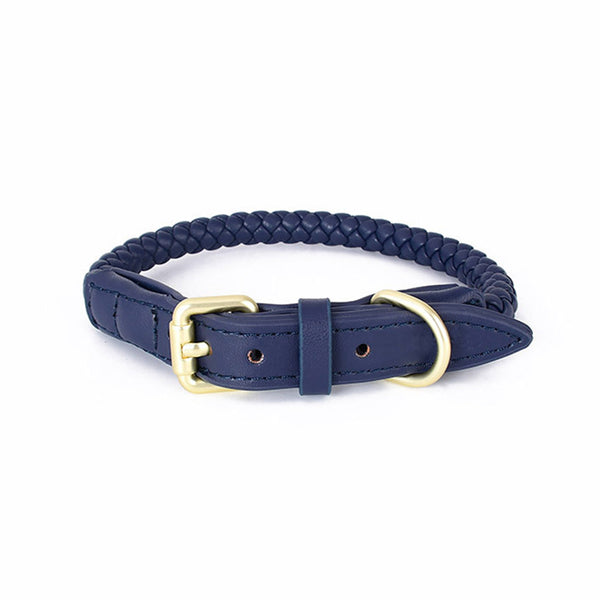 Twisted PU Leather Metal Buckle Dog Collar