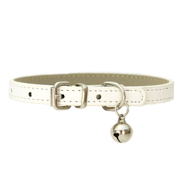 Pure Color PU Kitten Dog Collar with Bell