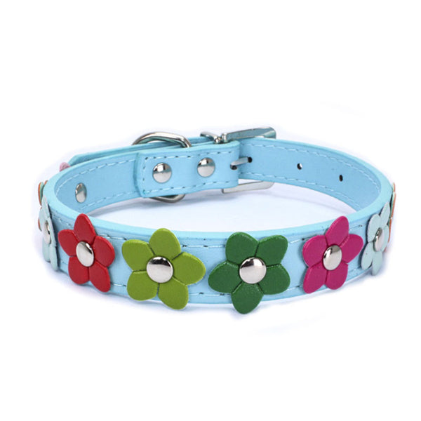 Colorful Flower PU Pet Collar