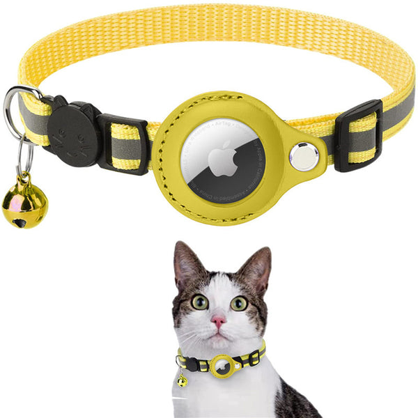 Nylon Cat Collar with Apple Air Tag Holder