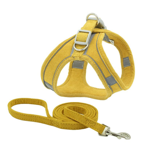 Suede Dog Vest Harness with Leash for Walking