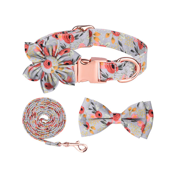 Luxury Printed Floral Dog Collar Leash