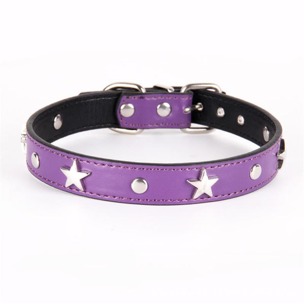 Solid Color Star PU Dog Cat Collar