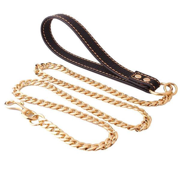 Gold Stainless Steel NK Chain Training Dog Leash