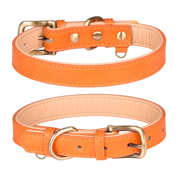 Double Color PU Leather Dog Collar