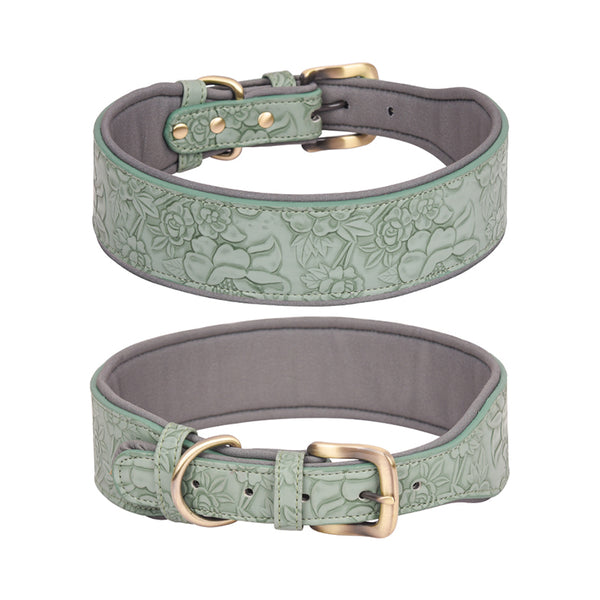 Carved Dog Collar Space Cotton PU Pet Collar